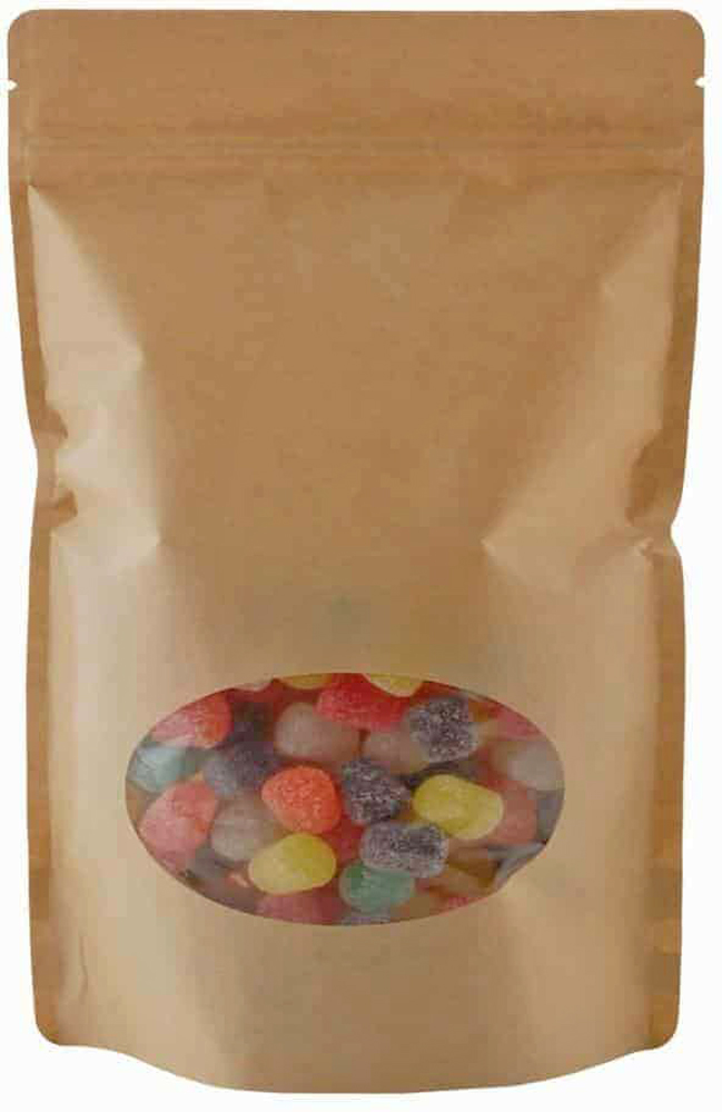 8 oz. Laminated Window Stand Up Zipper Pouch Bags - 6x9+3-1/2 KRAFT - PET/LLDPE