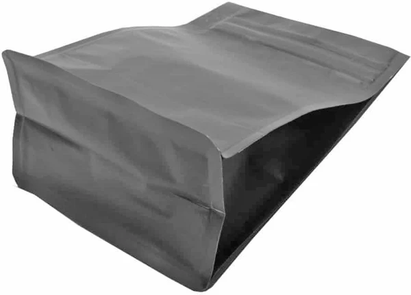 Matte Black 12 oz. Block Bottom Side Gusset Bags Bottom Bottom of 12 oz. Block Bottom Side Gusset Bags Bags 5 x 3 1/8 x 7 7/8 Matte Black