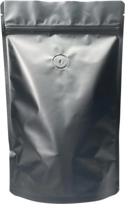 Matte Black 12 oz. Stand Up Pouch with Valve