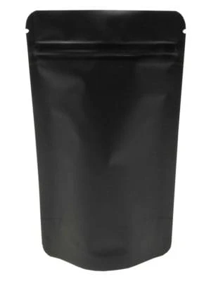 2 oz Stand Up Pouch Matte Black MBOPP/PET/ALU/LLDPE 2 oz Stand Up Pouch Matte Black MBOPP/PET/ALU/LLDPE