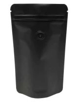 2 oz Stand Up Pouch with valve Matte Black MBOPP/PET/ALU/LLDPE