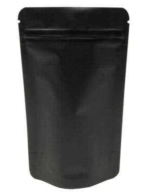2 oz Stand Up Pouch Matte Black MBOPP/PET/ALU/LLDPE 2 oz Stand Up Pouch Matte Black MBOPP/PET/ALU/LLDPE
