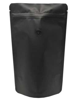 4 oz Stand Up Pouch with valve Matte Black MBOPP/PET/ALU/LLDPE