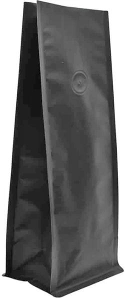 Matte Black 8 oz. Block Bottom Side Gusset Bags with Valve