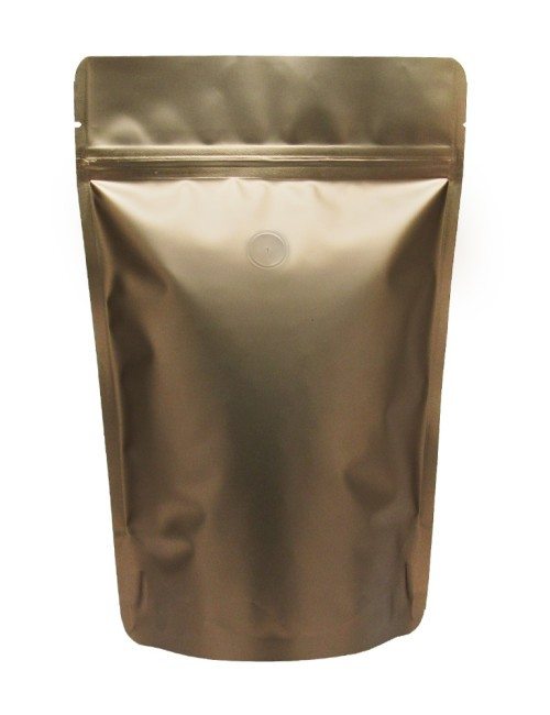 12 oz Stand Up Pouch with valve Matte Bronze PET/ALU/LLDPE 12 oz Stand Up Pouch with valve Matte Bronze PET/ALU/LLDPE