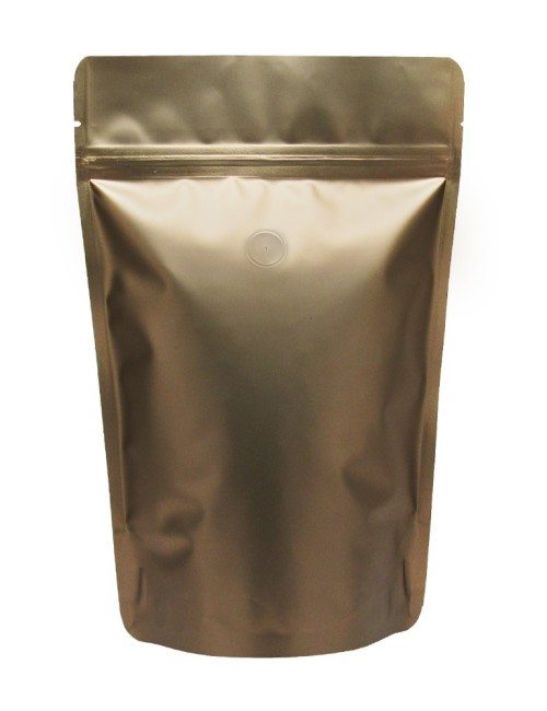12 oz Stand Up Pouch with valve Matte Bronze PET/ALU/LLDPE