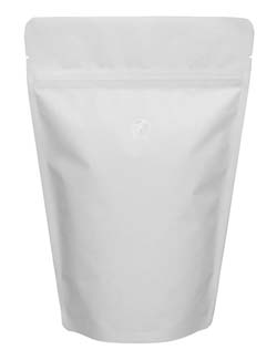 12 oz Stand Up Pouch with valve Matte White MBOPP/PET/ALU/LLDPE