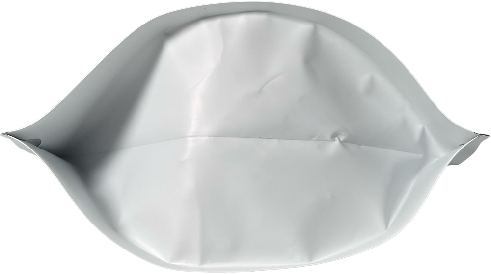 12 oz. Stand Up Zipper Pouch Bags with valve - 6 3/4x10 1/2 + 3 1/2 MATTE WHITE - MBOPP/PET/ALU/LLDPE Bottom