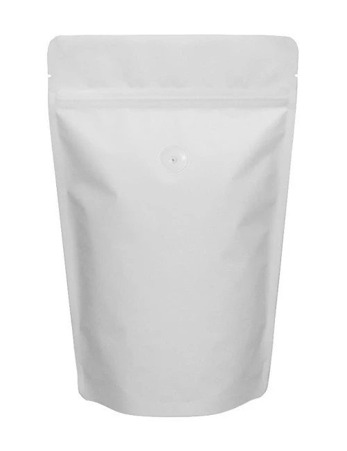 Matte White 16 oz. Stand Up Pouch with Valve Matte White 16 oz. Stand Up Pouch with Valve