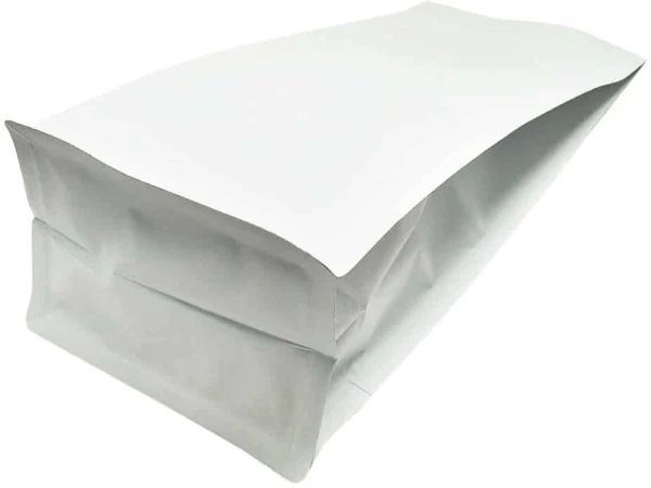 Matte White 16 oz. Block Bottom Side Gusset Bags with Valve Bottom Matte White 16 oz. Block Bottom Side Gusset Bags with Valve Bottom
