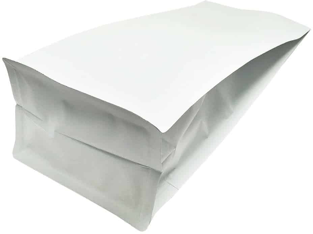 Matte White 16 oz. Block Bottom Side Gusset Bags with Valve Bottom