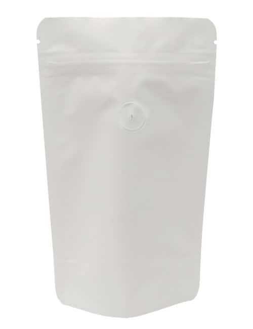 2 oz Stand Up Pouch with valve Matte White MBOPP/PET/ALU/LLDPE
