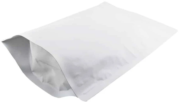 Matte White 5 lb Stand Up Pouch with Valve Bottom Gusset 5 lb Stand Up Zipper Pouch Bags with valve - 11 7/8x19 + 5 1/2 MATTE WHITE - MBOPP/PET/ALU/LLDPE Bottom Gusset