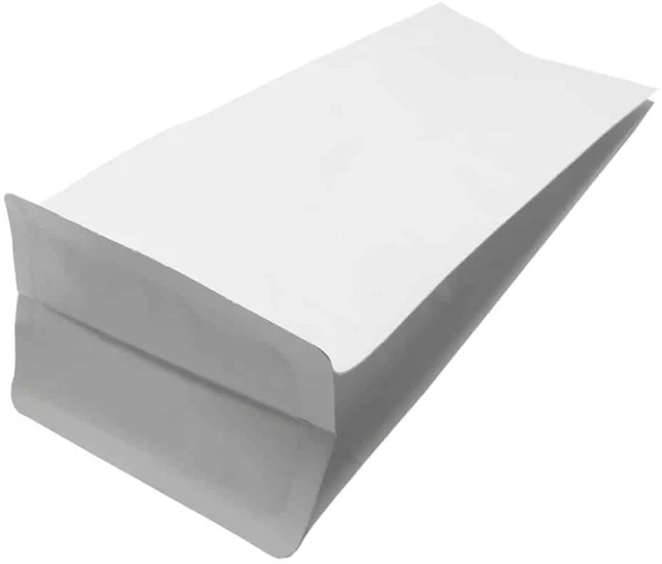 Matte White 8 oz. Block Bottom Side Gusset Bags with Valve Bottom Matte White 8 oz. Block Bottom Side Gusset Bags with Valve Bottom