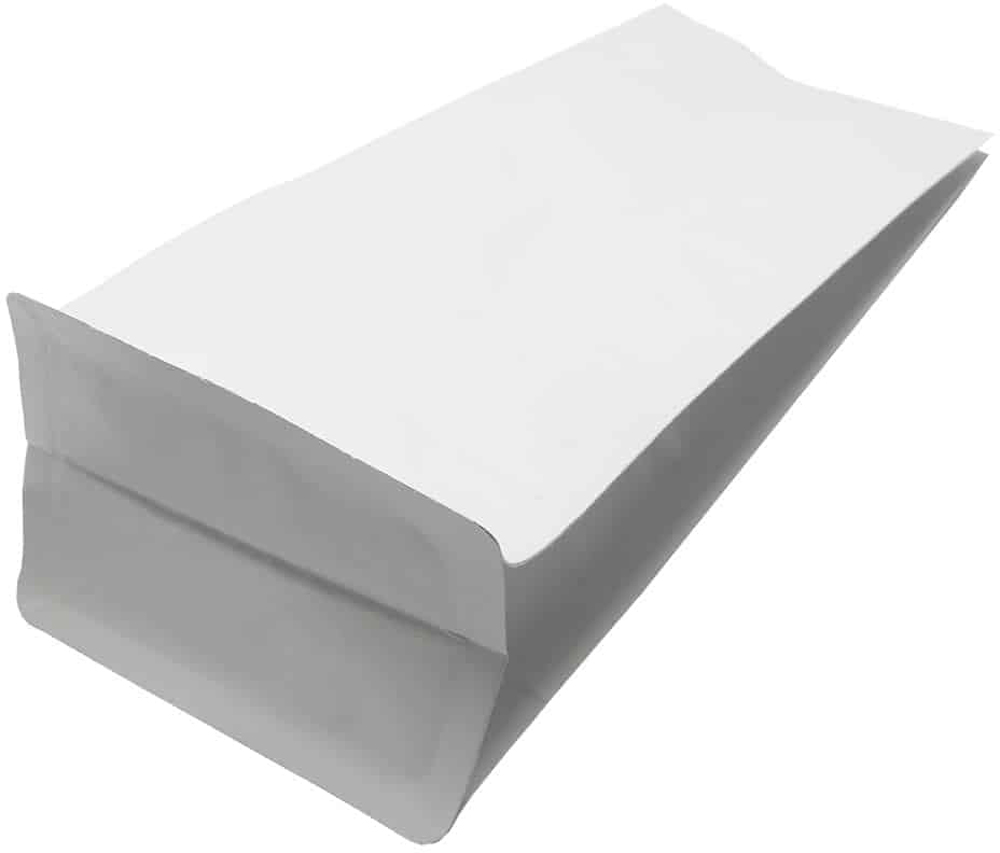 Matte White 8 oz. Block Bottom Side Gusset Bags with Valve Bottom