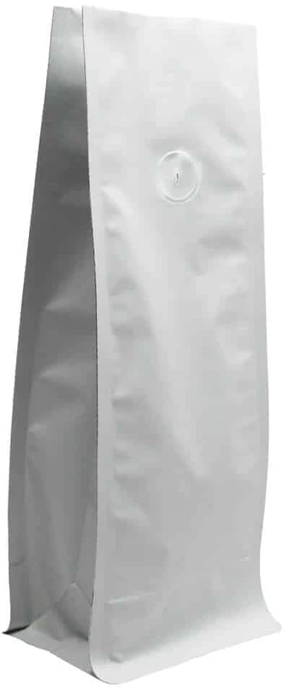 Matte White 8 oz. Block Bottom Side Gusset Bags with Valve