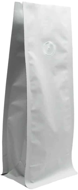 Matte White 8 oz. Block Bottom Side Gusset Bags with Valve