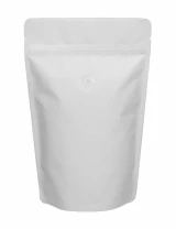 8 oz Stand Up Pouch with valve Matte White MBOPP/PET/ALU/LLDPE