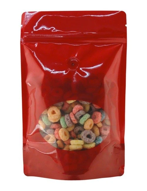 8 oz Window Stand Up Pouch Red PET/LLDPE 8 oz Window Stand Up Pouch Red PET/LLDPE