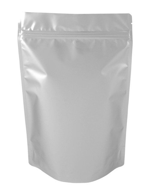 16 oz Metalized Stand Up Pouch Silver BOPP/VMPET/LLDPE 16 oz Metalized Stand Up Pouch Silver BOPP/VMPET/LLDPE