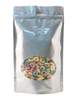 16 oz Window Stand Up Pouch Silver PET/LLDPE