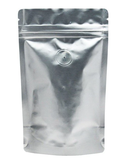 2 oz Stand Up Pouch with valve Silver PET/ALU/LLDPE 2 oz Stand Up Pouch with valve Silver PET/ALU/LLDPE