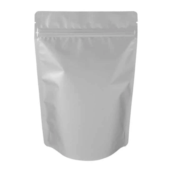 8 oz Metalized Stand Up Pouch Silver BOPP/VMPET/LLDPE 8 oz Metalized Stand Up Pouch Silver BOPP/VMPET/LLDPE