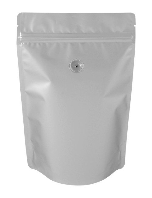 8 oz Metalized Stand Up Pouch Silver BOPP/VMPET/LLDPE 8 oz Metalized Stand Up Pouch Silver BOPP/VMPET/LLDPE