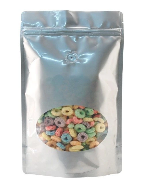 8 oz Window Stand Up Pouch Silver PET/LLDPE