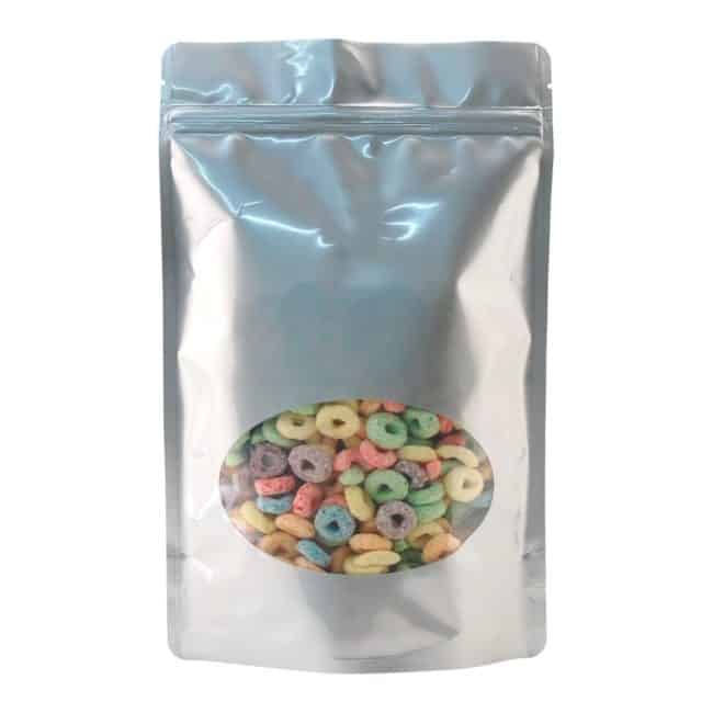 8 oz Window Stand Up Pouch Silver PET/LLDPE