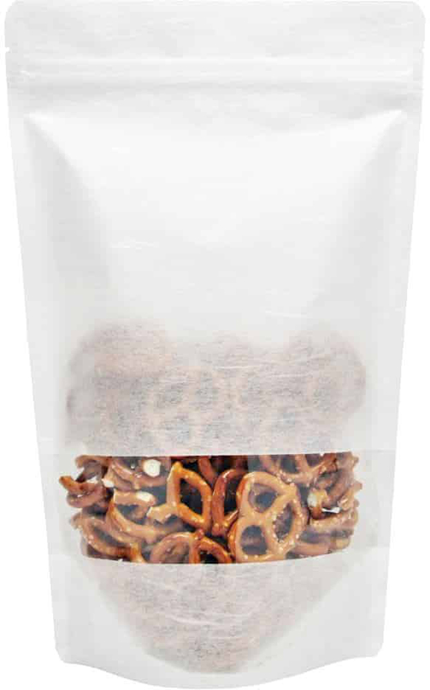 16 oz. Rice Paper Stand Up Zipper Pouch Bags - 7x11 1/2 + 4 WHITE - RICE PAPER/PET/LLDPE