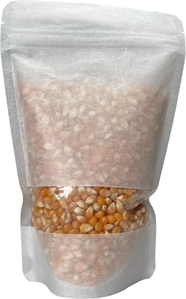 4 oz Rice Paper Stand Up Zipper Pouch Bags - 5 1/8x8 1/8 + 3 1/8 WHITE - RICE PAPER/PET/LLDPE Front