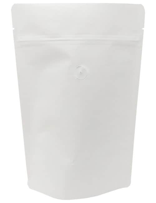 12 oz Stand Up Pouch with valve White Kraft WHITE KRAFT/PET/ALU/LLDPE 12 oz Stand Up Pouch with valve White Kraft WHITE KRAFT/PET/ALU/LLDPE