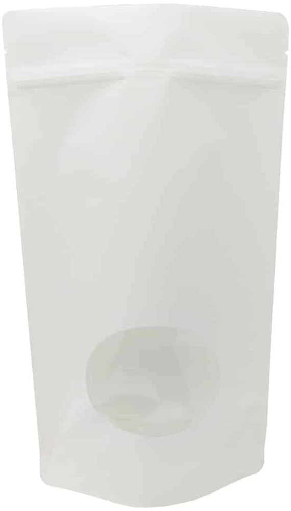 16 oz Window Stand Up Pouch White Kraft PET/LLDPE