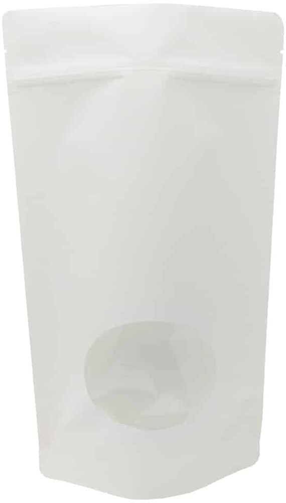 16 oz Window Stand Up Pouch White Kraft PET/LLDPE 16 oz Window Stand Up Pouch White Kraft PET/LLDPE