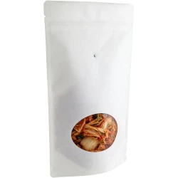 White Kraft 16 oz. Window Stand Up Pouch with Valve