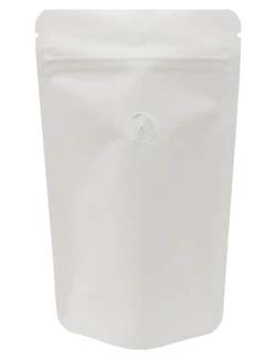 2 oz Stand Up Pouch with valve White Kraft WHITE KRAFT/PET/ALU/LLDPE
