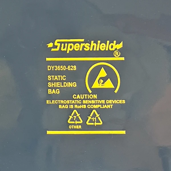 8 x 10 3 Mil Open Top Static Shield Bags Printing Printing on Front of 8 x 10 3 Mil ESD Static Shielding Bags