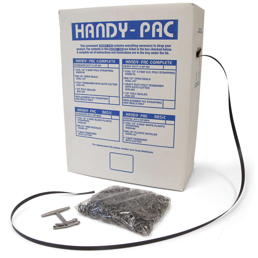 1/2" x 9000' Standard Plastic Strapping Kit with Wire Buckles