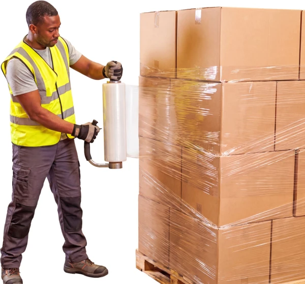 18 x 1500 70 Ga Cast Hand Stretch Film Securing Warehoused Products Securing Warehouse Palletized Product with 70ga 18 x 1500 Hand Stretch Wrap