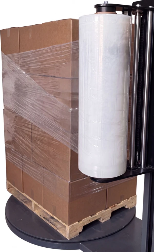 20x5000 80-90 Gauge Equivalent Machine Cast Stretch Film on Stretch Film Machine Stretch Film Machine with a roll of 63ga 20x5000 Light Duty Stretch Wrap