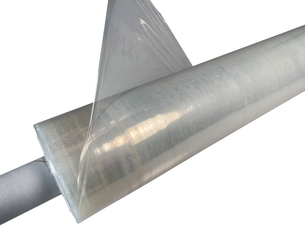 20x1000 80 Gauge Extended Core Stretch Film Being Stretched