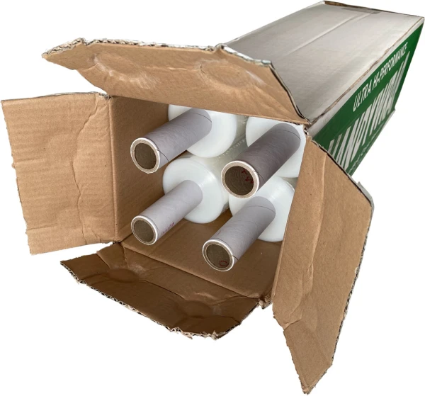 4 rolls per case Case of 30x1000 80 Ga Pipe Film Stretch Film 4 rolls of 30x1000 80 Ga Pipe Film Stretch Film Opened