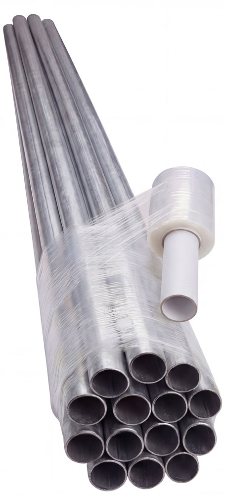 Metal Conduit Wrapped with 120ga 5 x 700 Extended Core Stretch Wrap