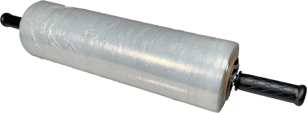 Two Bundling Stretch Film Dispensers in a Large Stretch Film Roll Interior of Mandrel or Core Holder