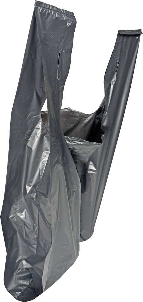 Side Gusset of 11.5 x 6.5 x 21 Plain Black T-Shirt Bags