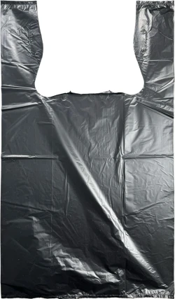 11.5" x 6.5" x 21" Plain Black T-Shirt Bags - 500/case