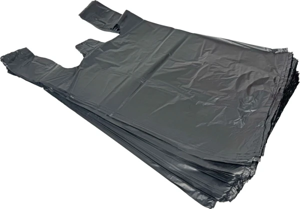 100 Case Pack 11.5 x 6.5 x 21 Plain Black T-Shirt Bags