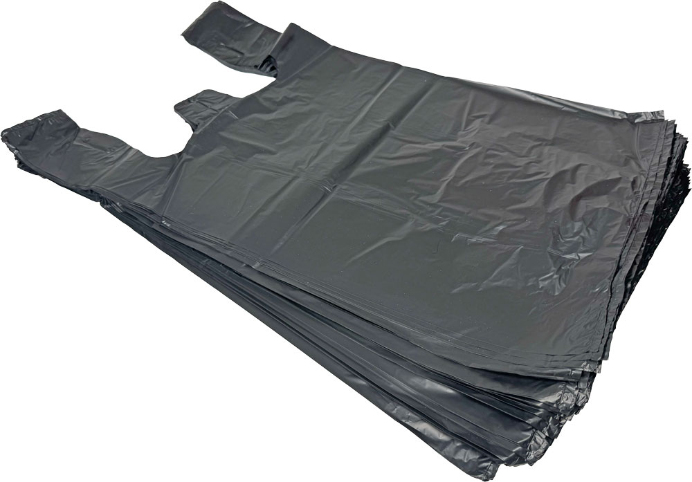 100 Case Pack 11.5 x 6.5 x 21 Plain Black T-Shirt Bags