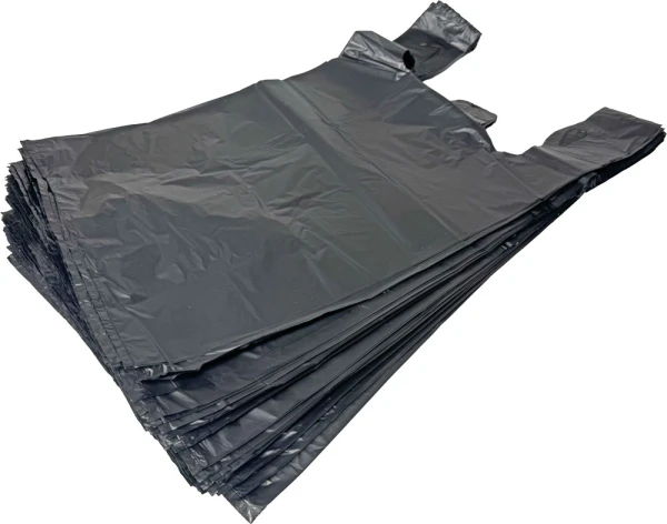 100 Bag Pack of a 11.5 x 6.5"x 21 Plain Black T-Shirt Bags